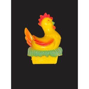 Vintage ideal Yellow Plastic Chicken lotto marble game Red & Green Accents